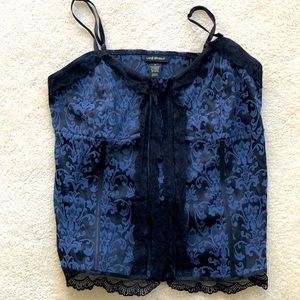Lane Bryant Camisole Top Blue Black Lace Plus SZ 16